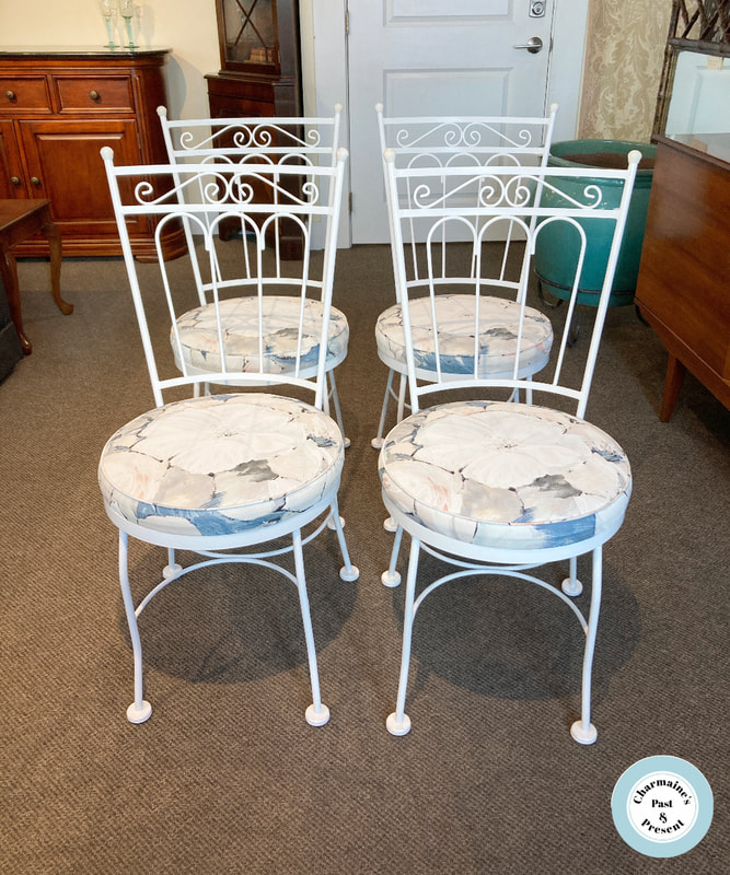 BEAUTIFUL VINTAGE WROUGHT IRON SET OF 4 CHAIRS...$299.00